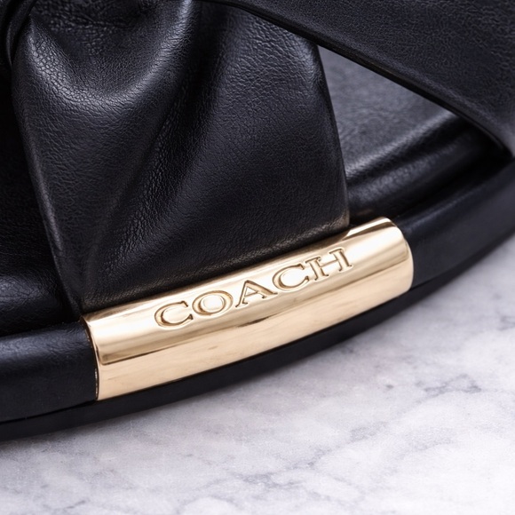 Coach Black Slide Sandals with Gold Accent - Picture 6 of 12